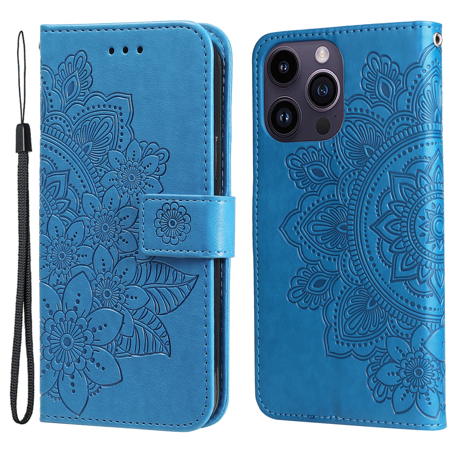 For iPhone 15 Pro Max Stand Phone Case Wallet Imprinted Flower Pattern TPU PU Leather Cover Shell For iPhone 15 Pro Max Stand Phone Case Wallet Imprinted Flower Pattern TPU PU Leather Cover Shell